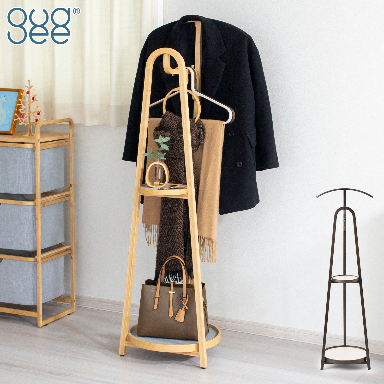 Gudee グディ バレットスタンド コートハンガー トレー付き ハンガー