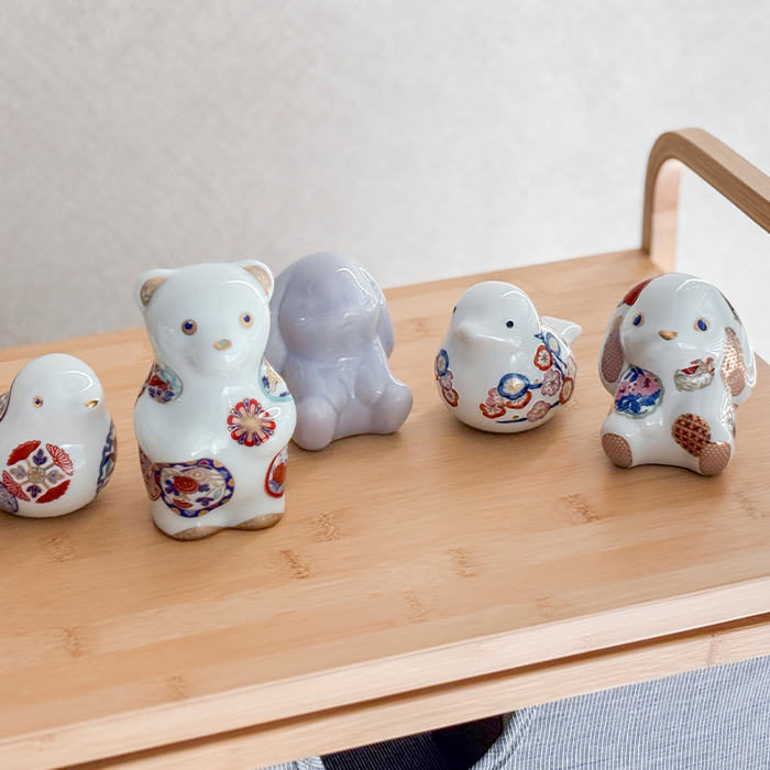 賞美堂本店 有田焼 momoco rabbit うさぎ フィギュア 古伊万里 花暦 白