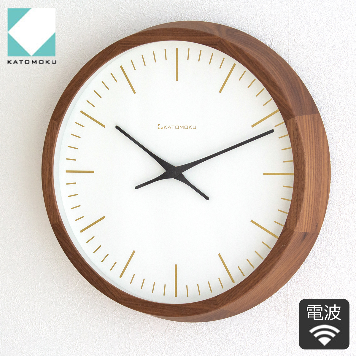 掛け時計 電波時計 木製 加藤木工 muku round wall clock 18