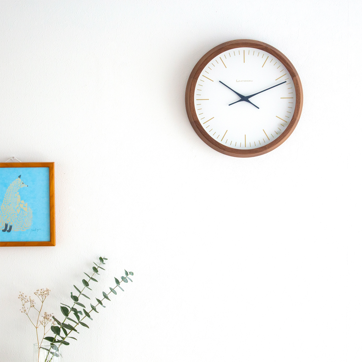 掛け時計 電波時計 木製 加藤木工 muku round wall clock 18