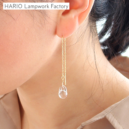 HARIO Lampwork Factory ネックレス＆ピアス キンモクセイ アンバー（ネックレス）［イイダ傘店 × HARIO