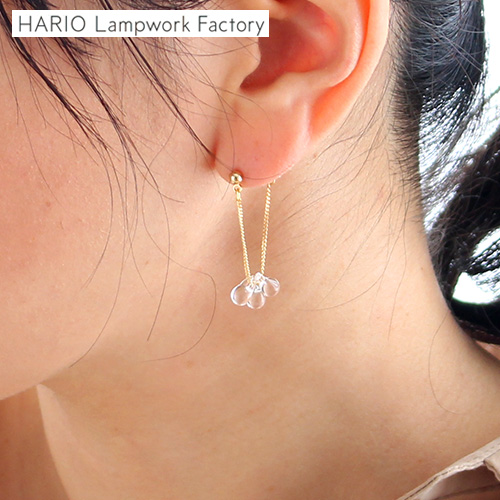 ハリオ ピアス リトルティアーズ Water Drops 雫 ガラス製 HARIO Lampwork Factory 手作り 日本製 ハリオランプワークファクトリー
