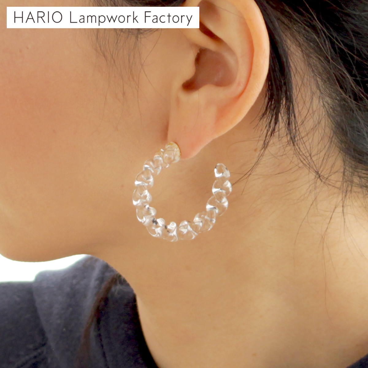 新品同様美品 ハリオ ネジリLampwork Factory ピアス ハリオ ピアス ネジリ Abstract ガラス製 HARIO Lampwork