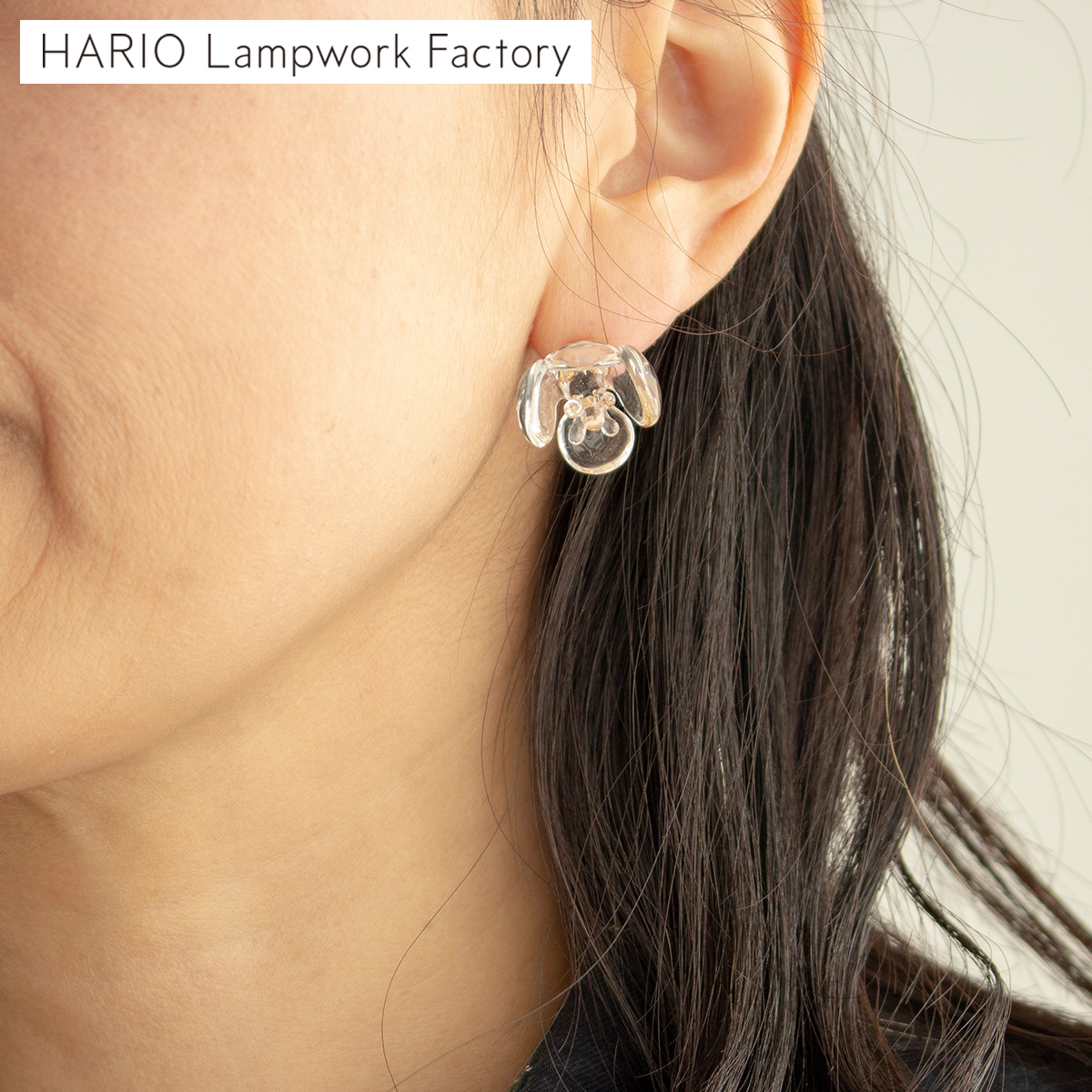 ハリオ ピアス ツバキ Plants 花 ガラス製 HARIO Lampwork