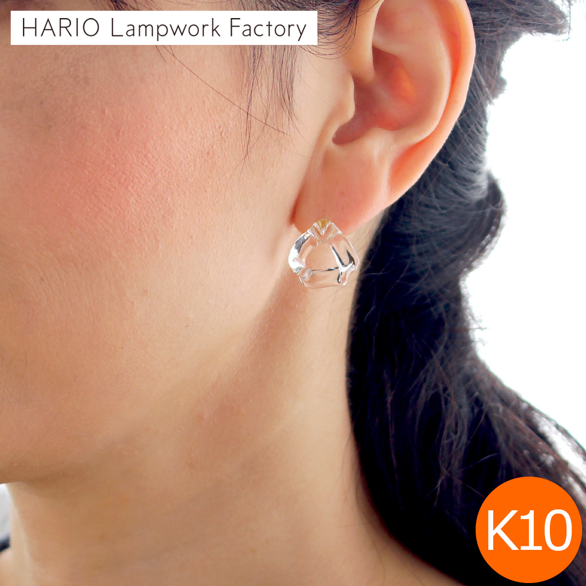 新品未使用☆HARIO ハリオ ランプワークファクトリー スノーパール ピアス ハリオ ピアス スノーパール K10 パール あこや真珠 ガラス製