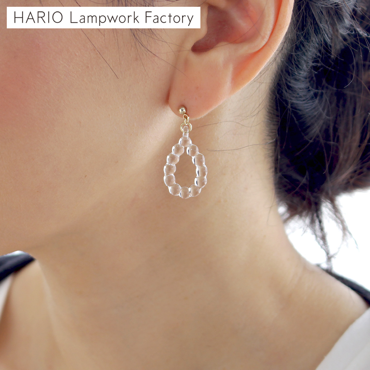 ハリオ ピアス ティアドロップ Water Drops 涙型 ガラス製 HARIO Lampwork Factory 手作り 日本製 ハリオランプワークファクトリー