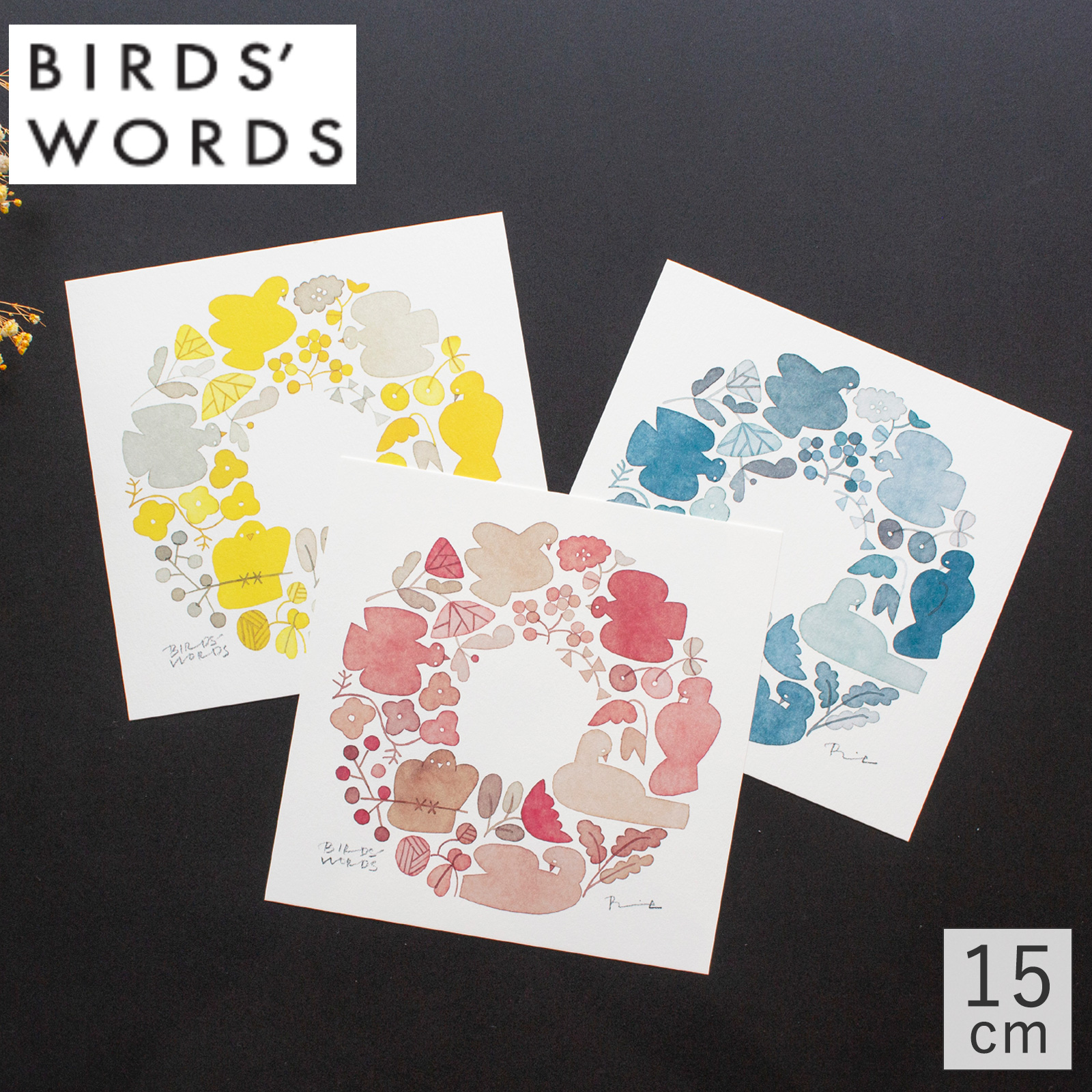 バーズワーズ　ポスター　フラワー バーズワーズ[BIRDS'WORDS]ポスターPOSTER SHABBY WREATH 20cm