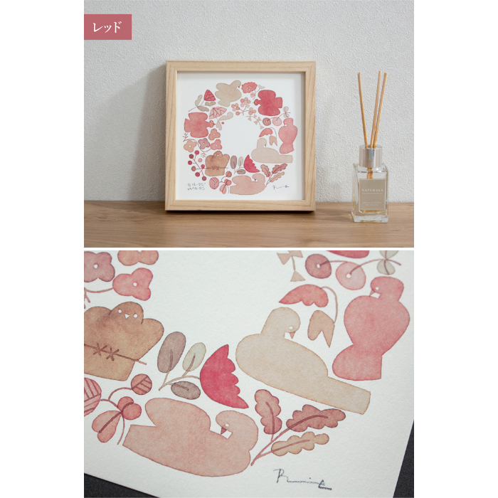 バーズワーズ ポスター フレーム付き 15 WREATH リース ホワイト