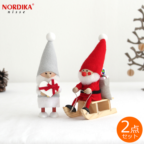 ノルディカニッセ 2点 セット そりに乗ったサンタ ＋ ハートフルサンタ ホワイト レッド NORDIKA nisse クリスマス /  FavoriteStyle(フェイバリット・スタイル)