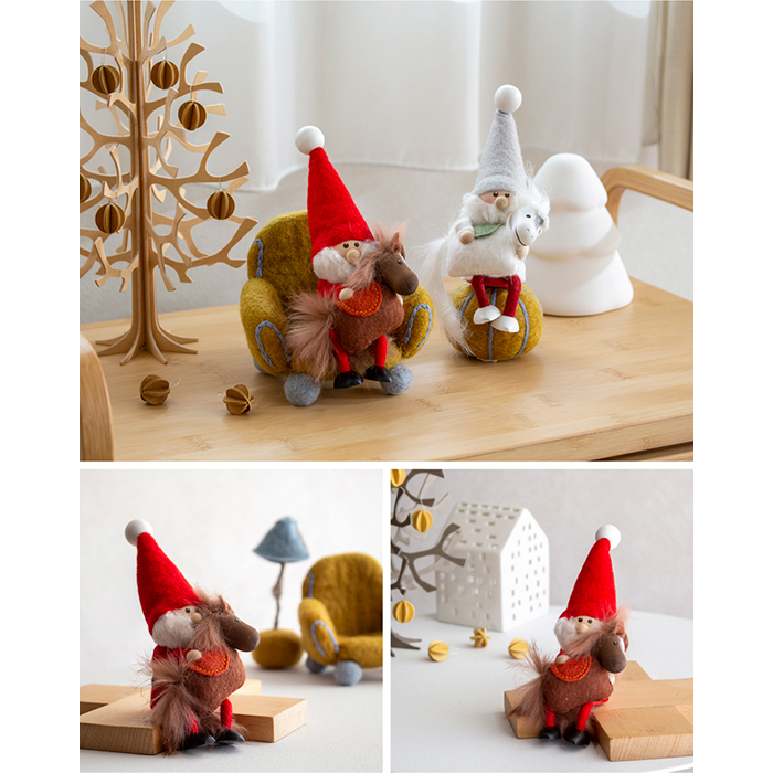 ノルディカニッセ 2025 新作 馬を抱えたサンタ 干支 赤 NORDIKA nisse