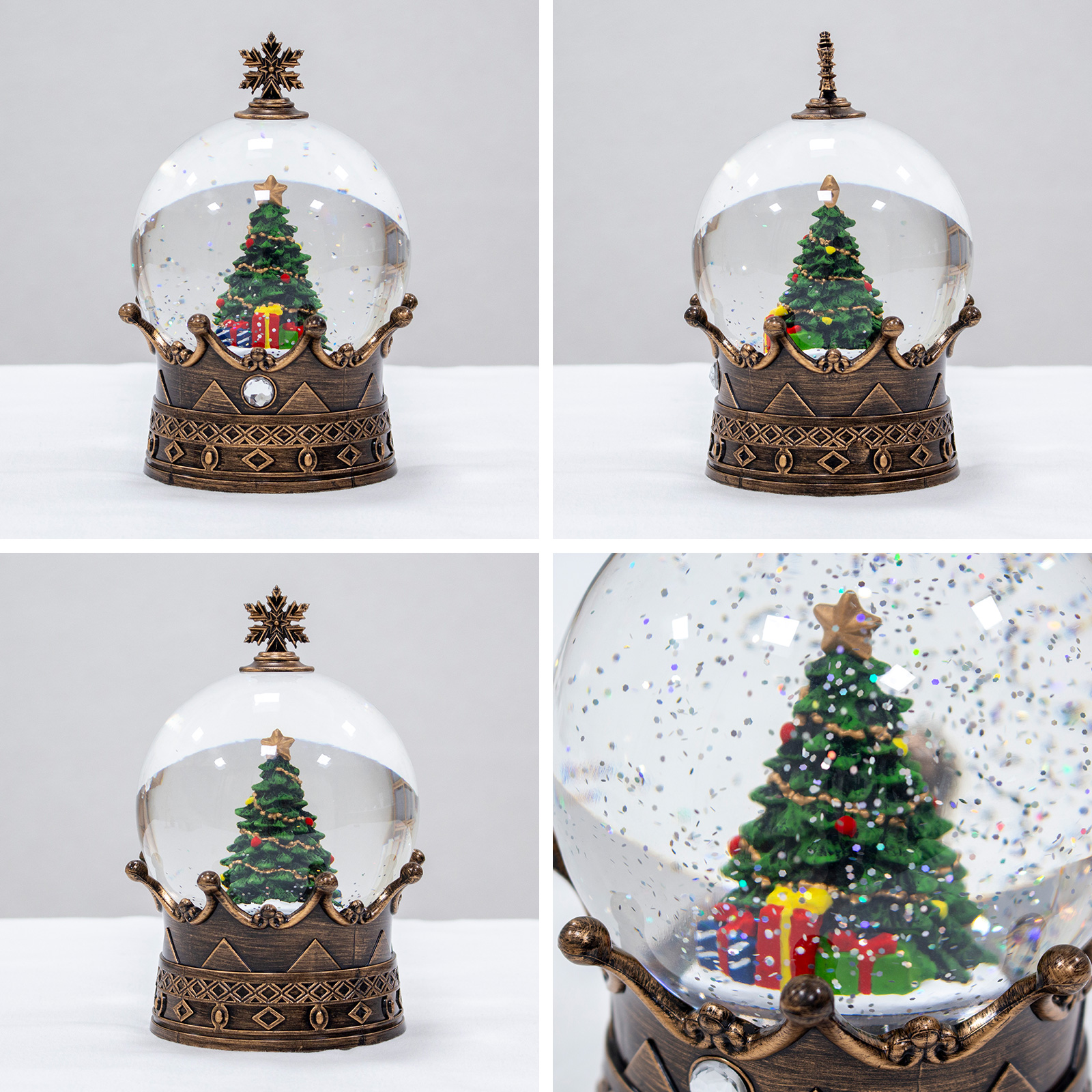 クリスマス スノーイングライトグローブ 王冠 LEDライト スノードーム