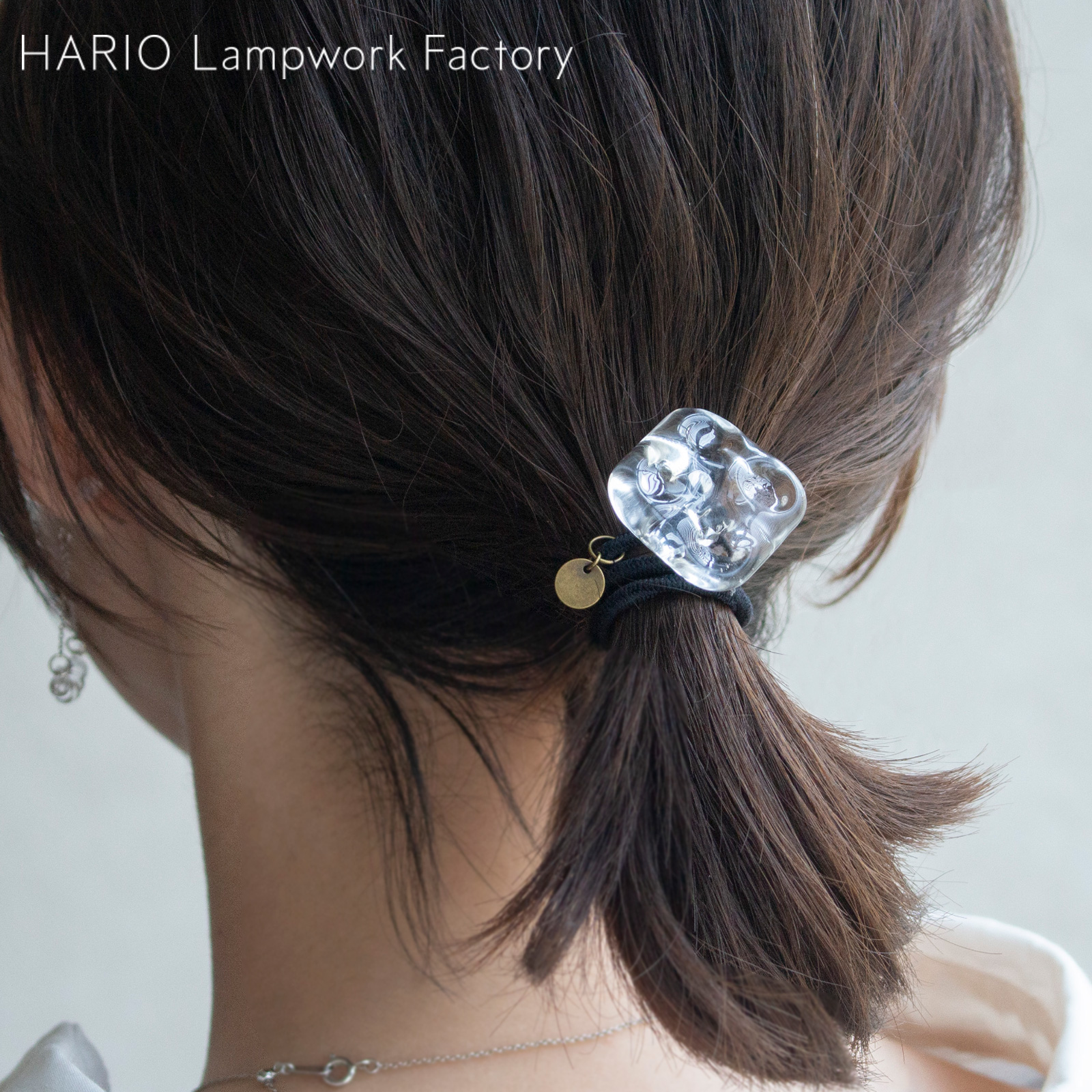 ハリオ ヘアゴム ナミマ ガラス製 HARIO Lampwork Factory 手作り 日本製 ヘアアクセサリー 大人っぽい レディース ハリオランプワークファクトリー