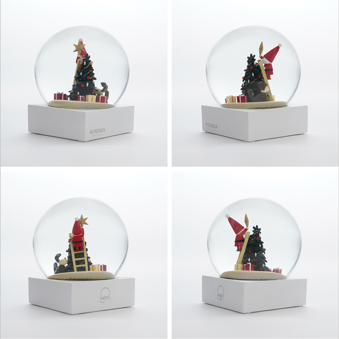 ノルディカニッセ 限定品 スノードーム 飾りつけをするサンタとイヌ