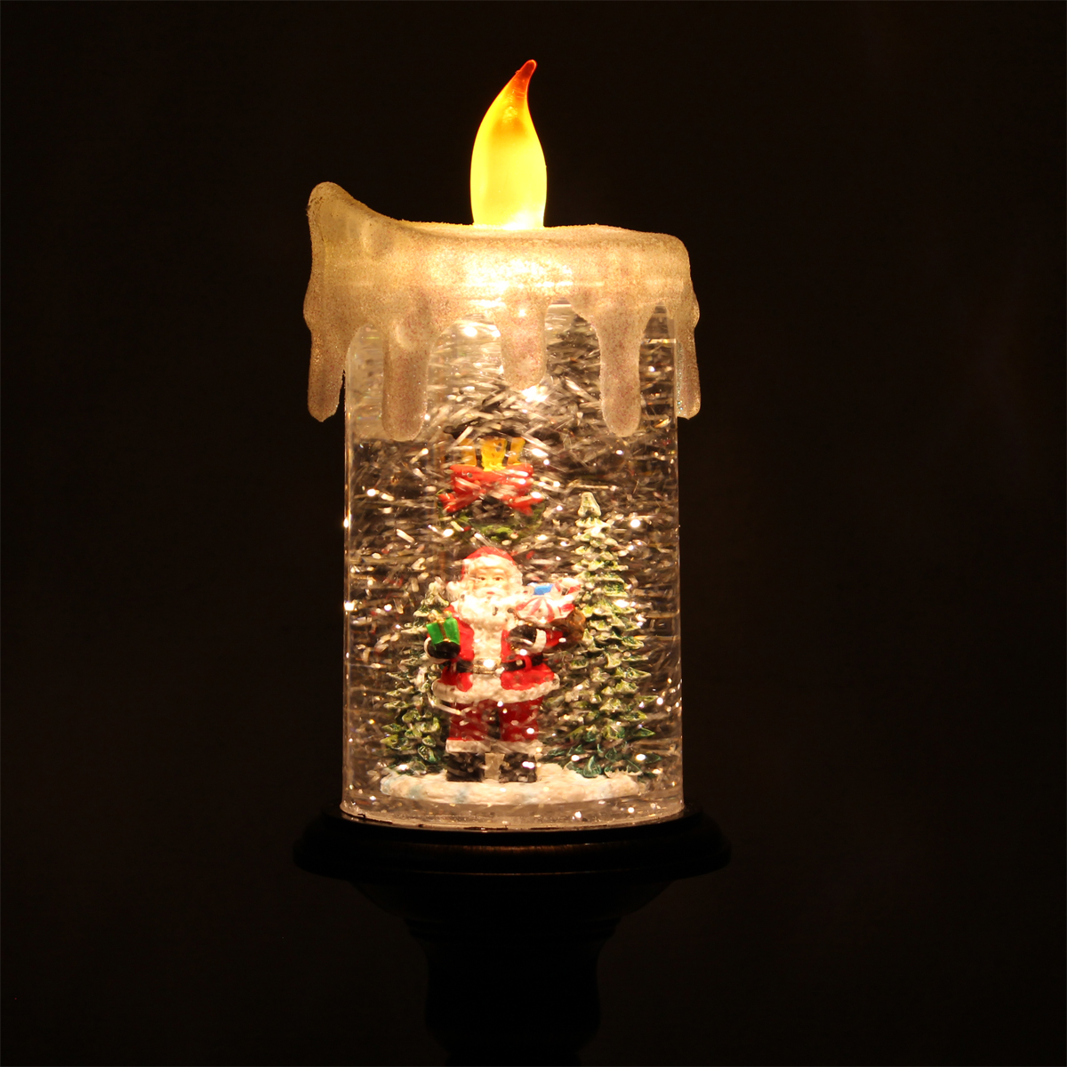 クリスマス バブル台付きLEDライトキャンドル サンタ LEDライト
