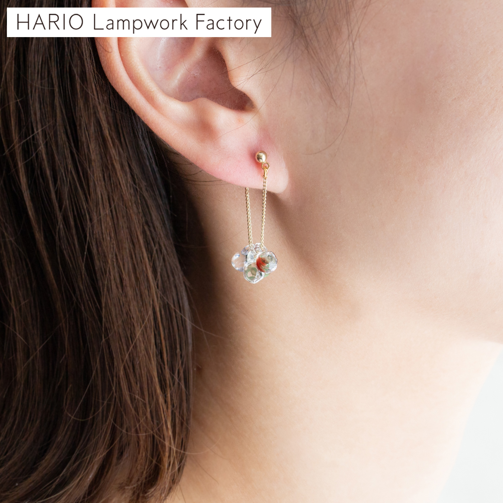 ハリオ イイダ傘店 ピアス ブルーベリー ガラス製 HARIO Lampwork Factory 手作り 日本製 ハリオランプワークファクトリー