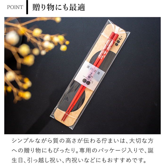 箸 おしゃれ 漆のお箸十八膳 水玉 23 cm 天然木 能登ヒバ 日本製