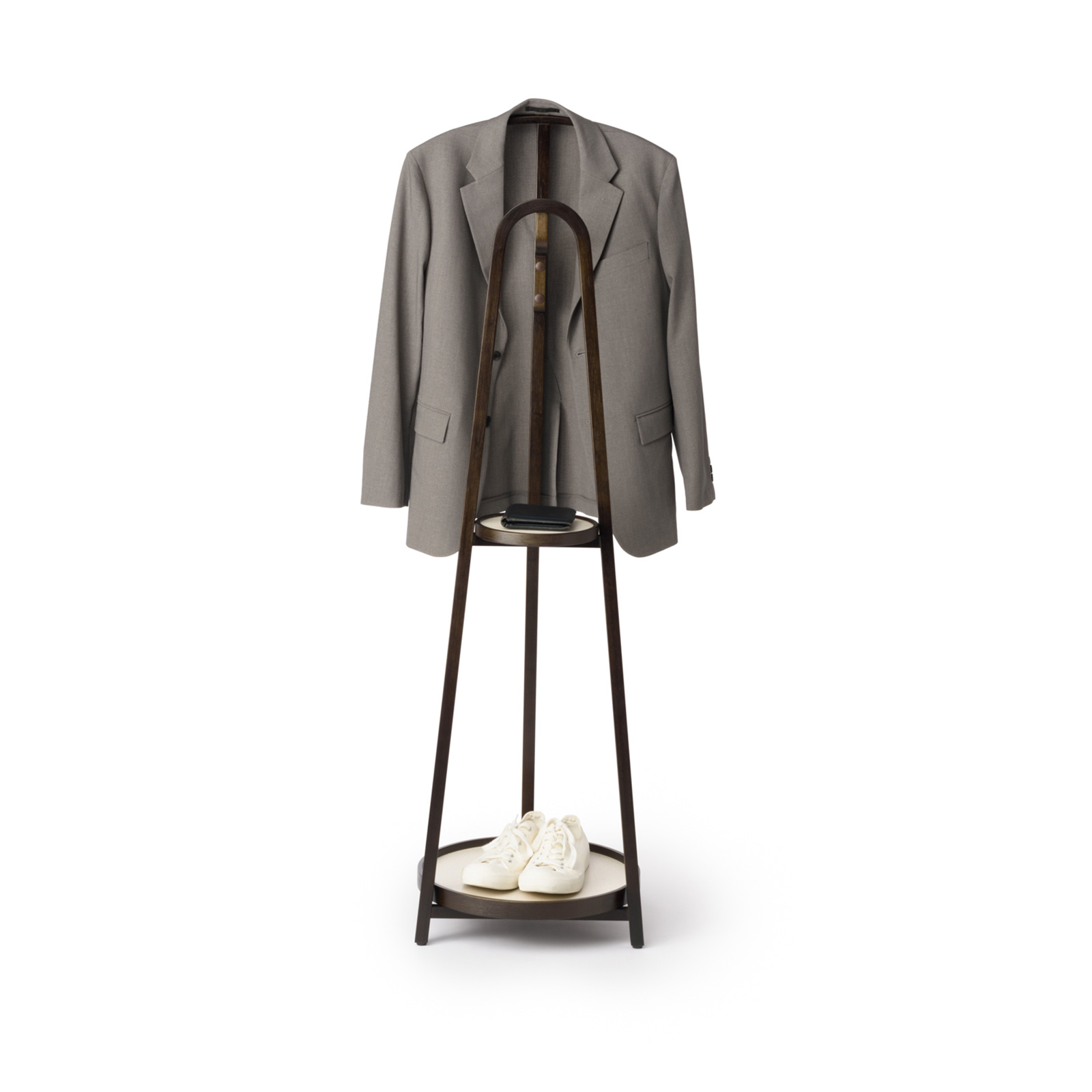 【美品】カンディハウス 小物置き付き ハンガースタンド/コートハンガー 美品】カンディハウス 小物置き付き ハンガースタンド/コート