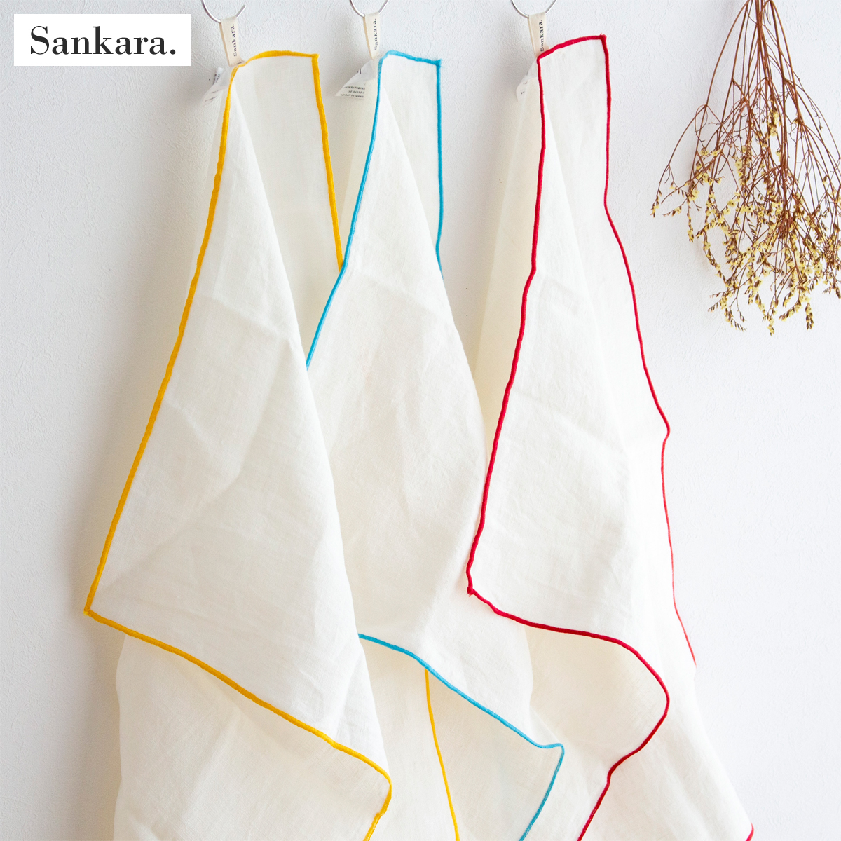 キッチンクロス リネン 厚手 カラー 45×60cm 1枚 大判 ディッシュクロス キッチンタオル 白 麻 布 ふきん 食器拭き Sankara. サンカラ