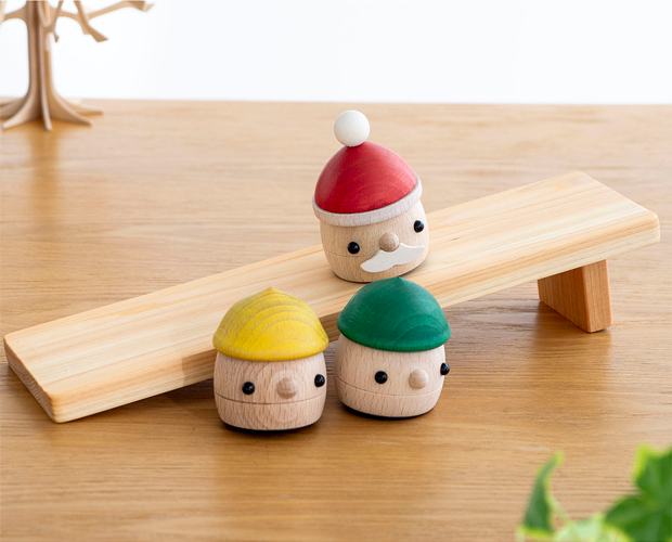 どんぐりサンタ Bセット (どんぐりサンタ・どんぐりの坂・どんぐりころころ２個) 木のおもちゃ 木製 玩具 日本製