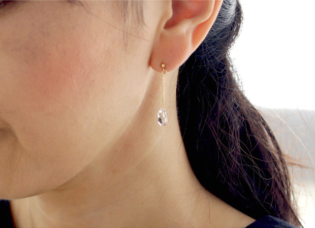 ハリオ ピアス リトルティアーズ K10 Water Drops ガラス製 HARIO Lampwork Factory 手作り 日本製 10金