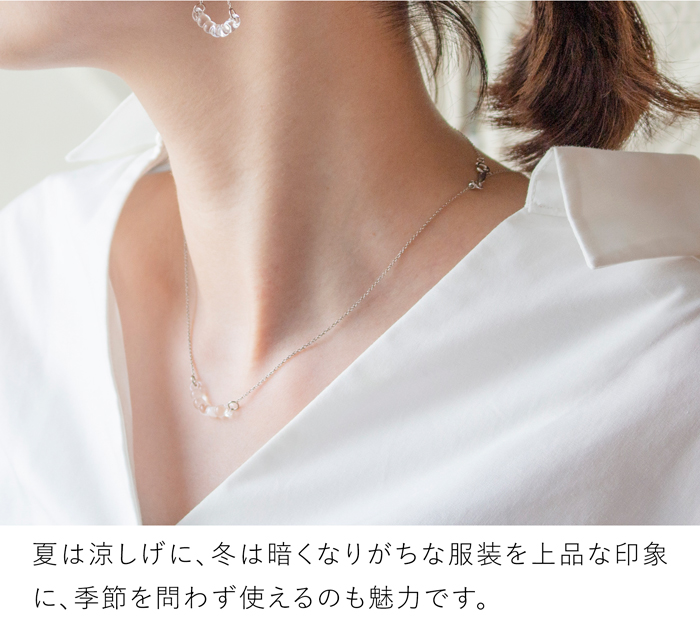 ハリオ ネックレス アール プチ シルバーカラー Water Drops 雫 ガラス製 HARIO Lampwork Factory 手作り 日本製