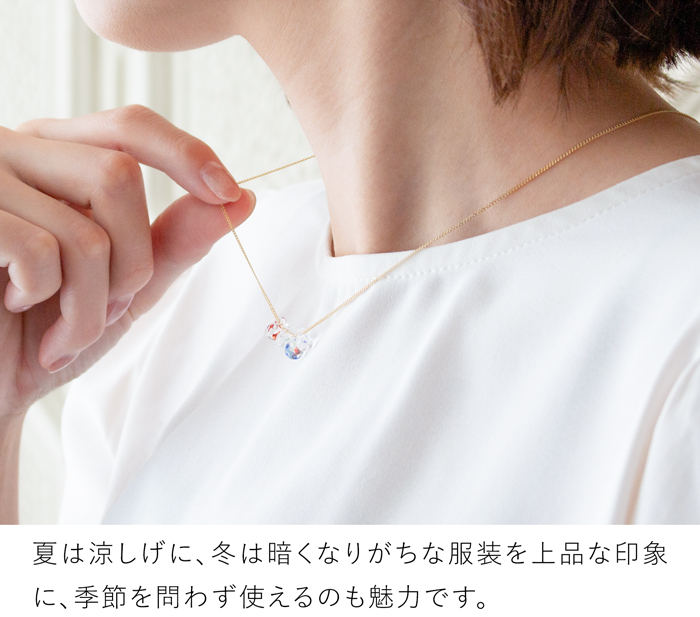 ハリオ イイダ傘店 ネックレス ブルーベリー ガラス製 HARIO Lampwork Factory 手作り 日本製