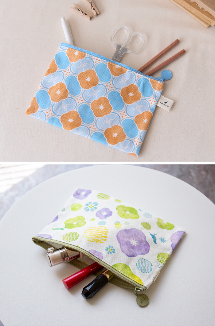 フラットポーチ 収納ポーチ マチなし 印花楽 inBlooom インブルーム 大きめ 小物入れ ファスナー付き 布製 台湾雑貨