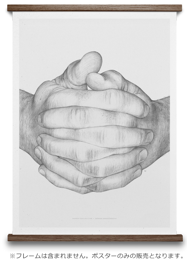 ポスター 北欧 30×40 cm Folded Hands デンマーク アートポスター PaperCollective ペーパーコレクティブ ホールデッドハンズ モノトーン
