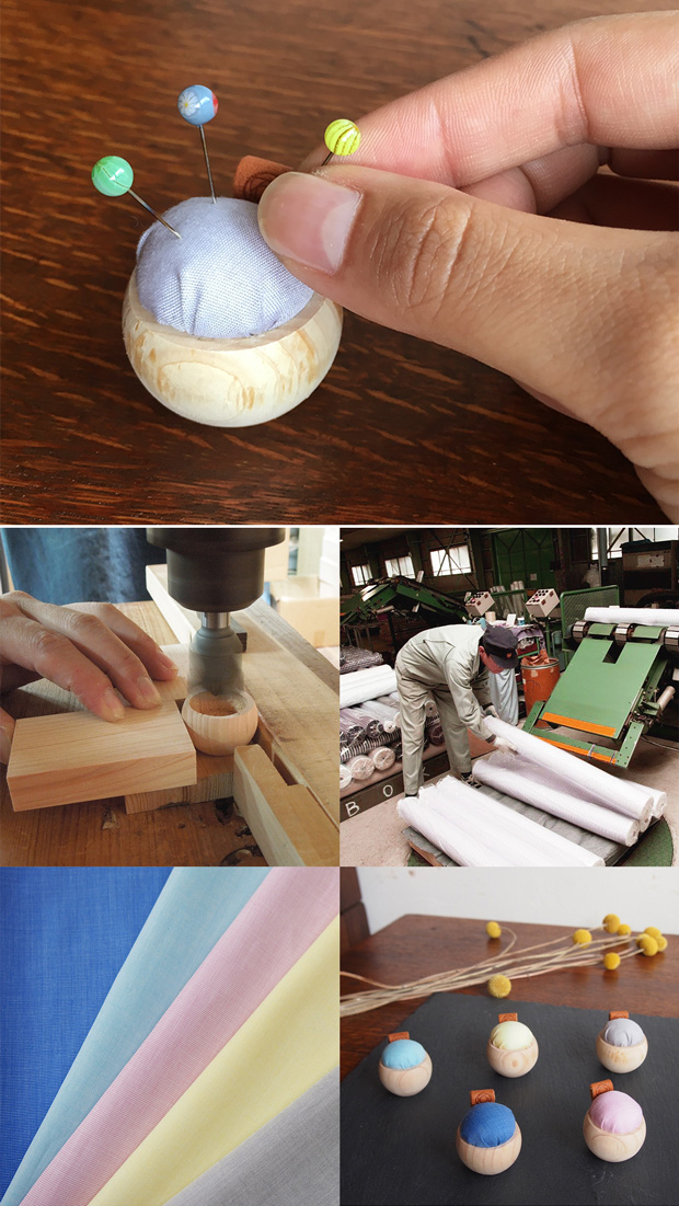 Cohana とんぼ玉の待針とヒノキのピンクッションネックレスセット 2点セット 日本製 Made in Japan コハナ KAWAGUCHI 裁縫道具