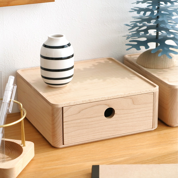スタッキング チェスト 卓上 収納 シングル ドロワー 引き出し 1段 180×180mm 木製 小物入れ Wooden Desk Organizer Drawer Jeantopia ジントピア
