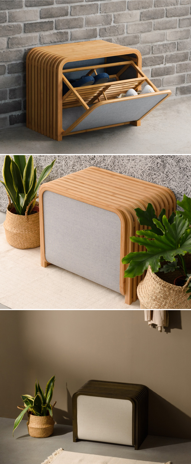 GUDEE 収納ベンチ 収納ボックス 玄関 ベンチ 収納 スツール 木製 竹 バンブー 布 Tolin-Storage bench GudeeLife　GUDEE