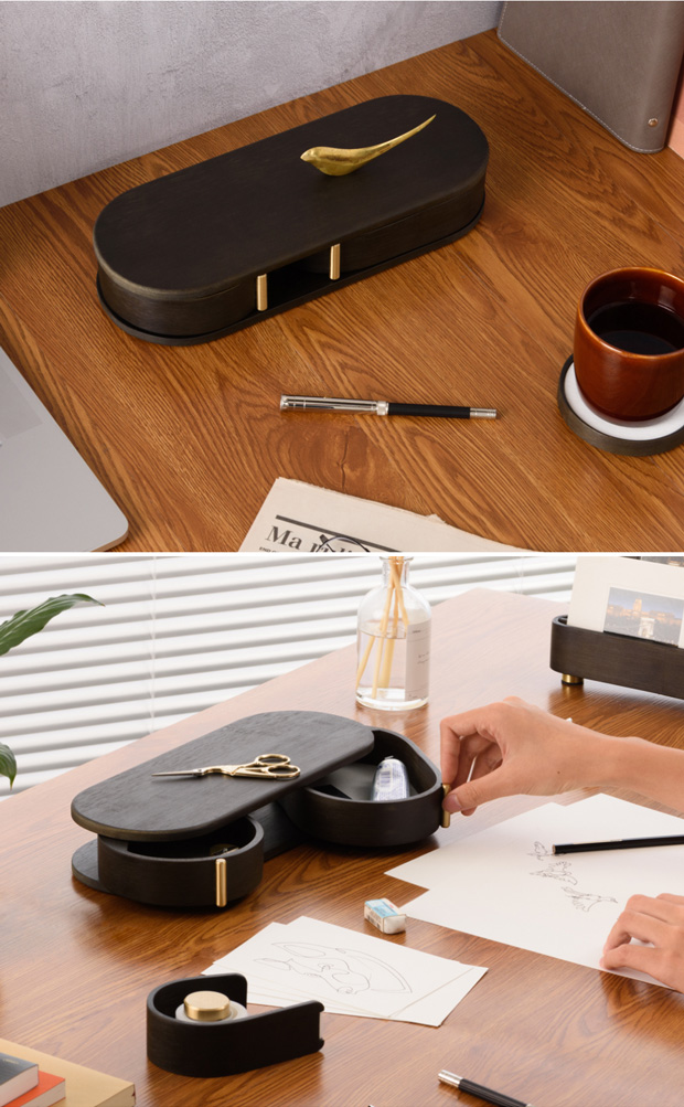 GUDEE 小物入れ 引き出し 卓上収納 回転収納 文房具 木製 竹 真ちゅう アルミ ORSON Desktop Storage GudeeLife　GUDEE