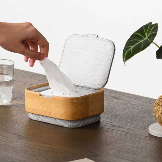 GUDEE シート用ケース ふた付き 除菌シート 汗拭きシート 携帯サイズ用 木製 竹 ESOBI Wipes case GudeeLife