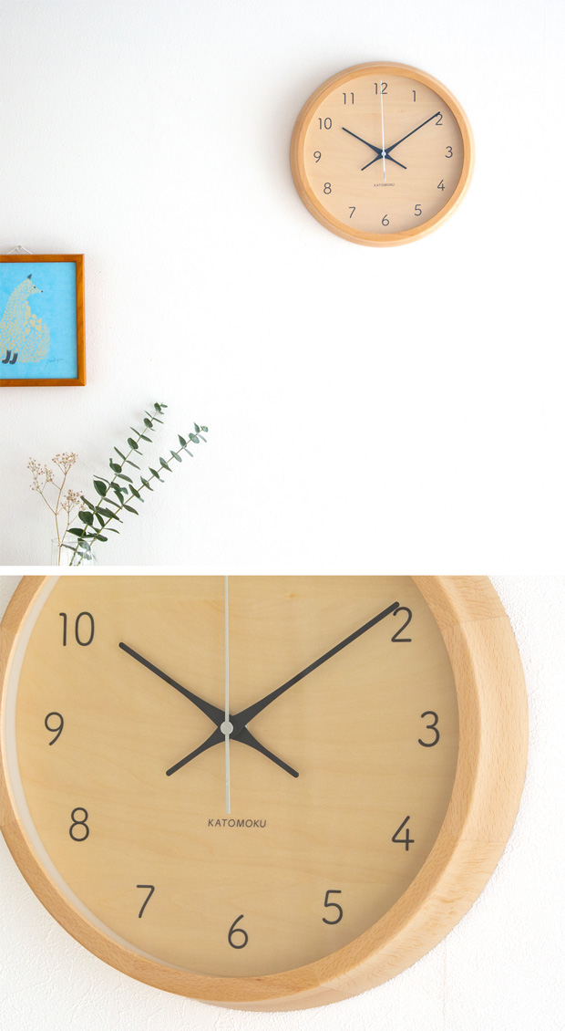 掛け時計 電波時計 木製 加藤木工 muku round wall clock 7 ナチュラル
