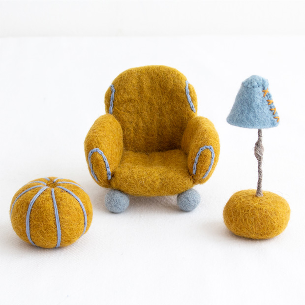 Gry&Sif ミニチュア くつろぎ家具セット 家具 フェルト 北欧 ハンドメイド オーナメント 飾り ソファ フェアトレード グライアンドシフ