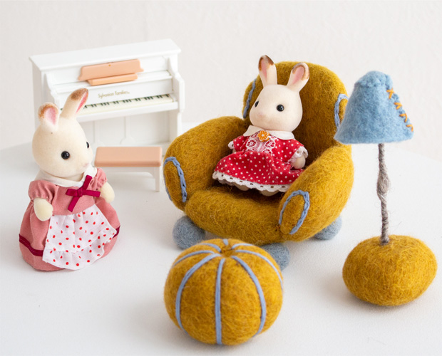 Gry&Sif ミニチュア くつろぎ家具セット 家具 フェルト 北欧 ハンドメイド オーナメント 飾り ソファ フェアトレード グライアンドシフ