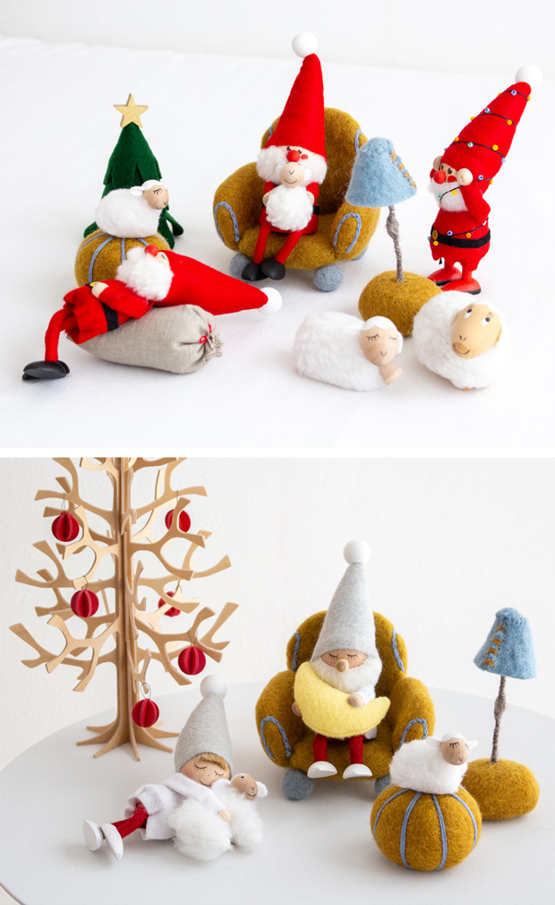 Gry&Sif ミニチュア くつろぎ家具セット 家具 フェルト 北欧 ハンドメイド オーナメント 飾り ソファ フェアトレード グライアンドシフ