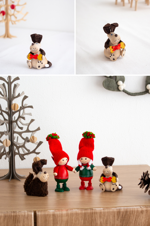 ノルディカニッセ 2023 新作 お菓子を抱えた犬 Joy to the world NORDIKA nisse クリスマス 雑貨 木製 人形 北欧 NRD120769