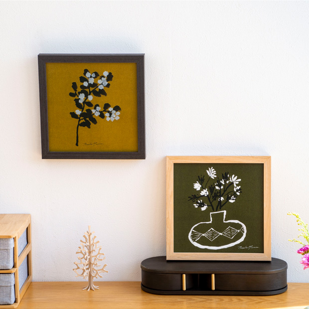 アートポスター20 グリーンベース グリーン ＆ アートフレーム ナチュラル セット 20×20cm 正方形 フレーム付き 木製 日本製 天然木 a good view