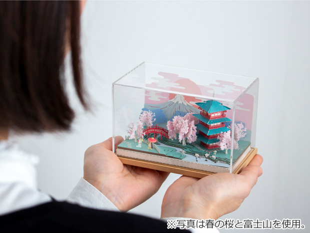 ペーパークラフト アクリルケース セット 日本の四季 夏の花火大会 ミニチュア 紙製 紙風景 紙の風景 Jeantopia ジントピア