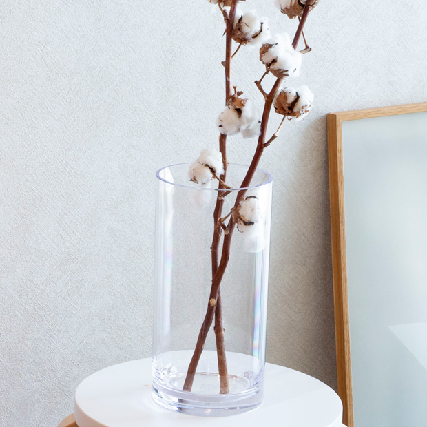 ポリカーボネート 花瓶 割れない 軽い 割れない花瓶 枝もの 大きい フラワーベース PC straight-R 高さ30cm 直径15cm CLAY クレイ