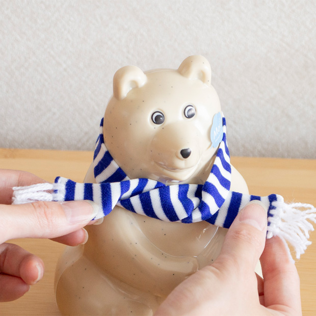 しろくま貯金箱 2023 マフラー付き 緑×白ボーダー 限定 シロクマ貯金箱 北欧 フィンランド  Polar Bear Money Box