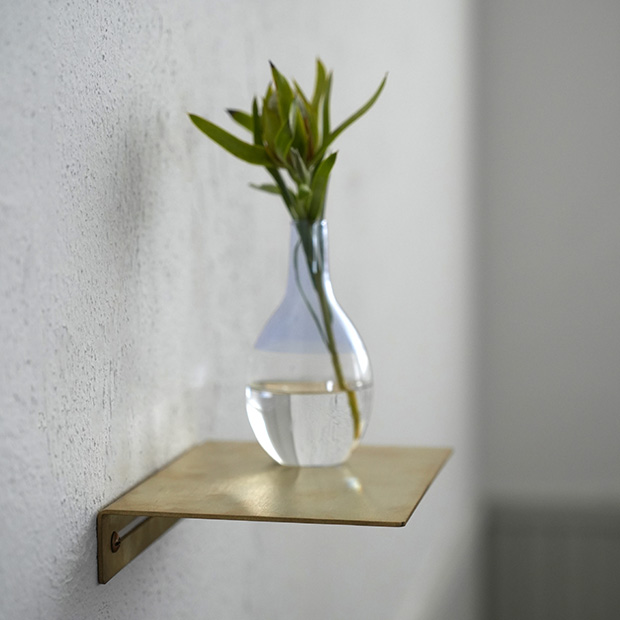 Brass Plate Shelf L ブラス ウォールシェルフ パーツ 壁付け棚 壁掛け棚、ディスプレイ棚 真ちゅう 真鍮 インテリア雑貨 AXCIS アクシス