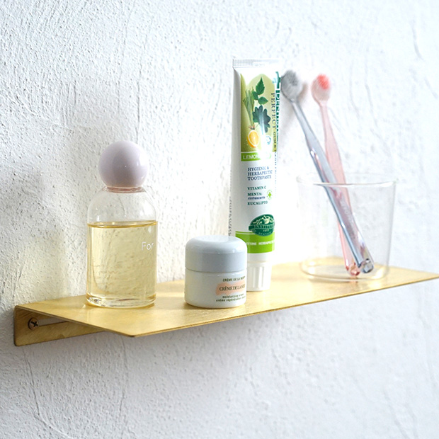 Brass Plate Shelf L ブラス ウォールシェルフ パーツ 壁付け棚 壁掛け棚、ディスプレイ棚 真ちゅう 真鍮 インテリア雑貨 AXCIS アクシス