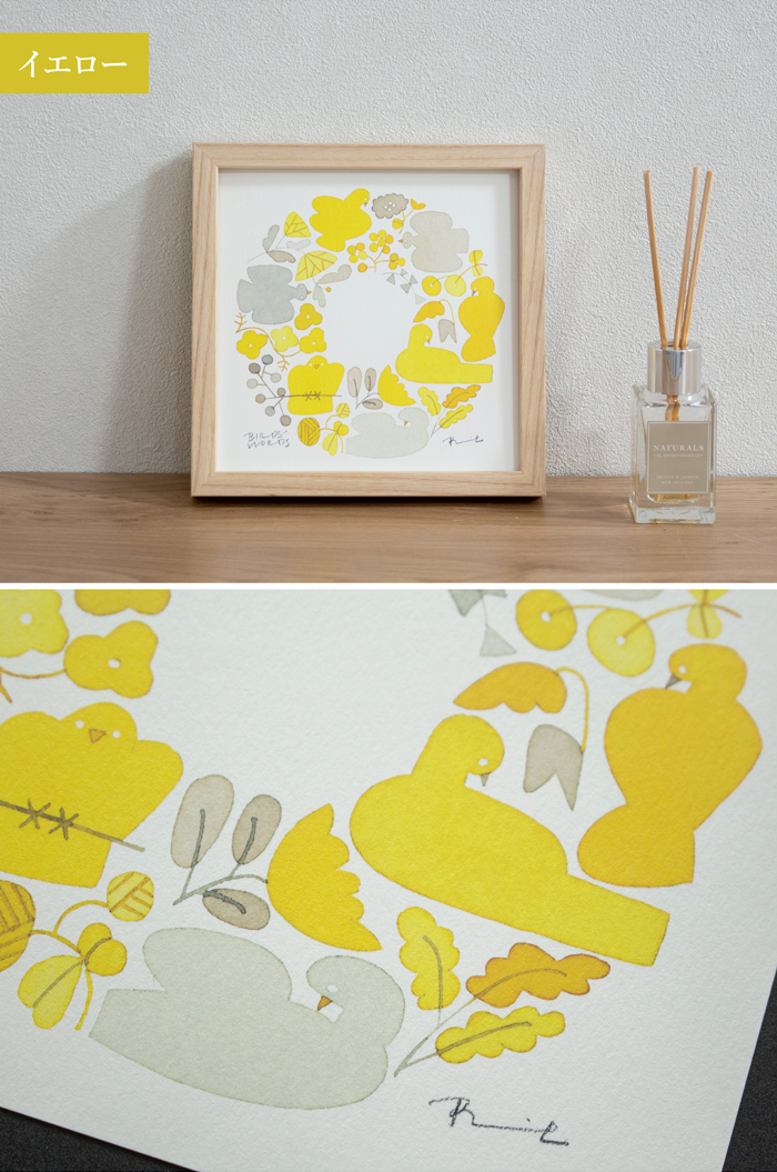 バーズワーズ ポスター フレーム付き 15 木製 wreath