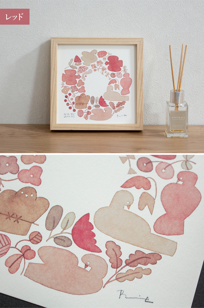 バーズワーズ ポスター フレーム付き 15 木製 wreath