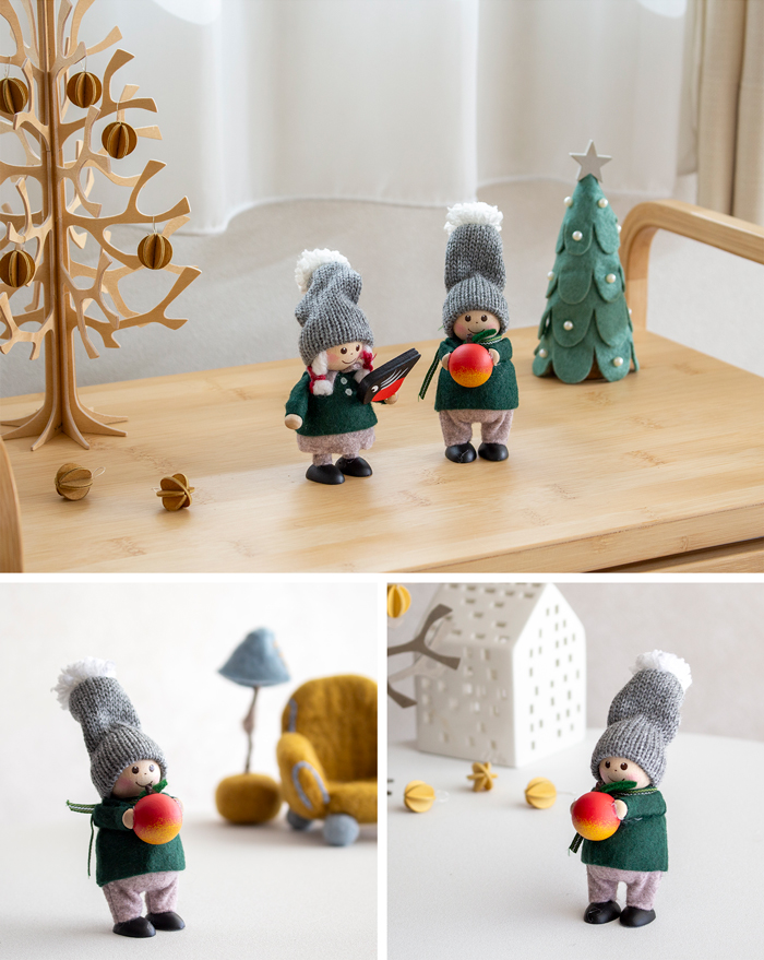 ノルディカニッセ 2025 新作 リンゴを持った男の子  Nordic Forest NORDIKA nisse クリスマス 雑貨 木製 人形 北欧 NRD120854