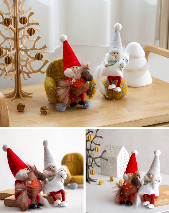 ノルディカニッセ 2点 セット 2025 新作 馬を抱えたサンタ フェルトシリーズ ＋ サイレントナイトシリーズ 干支 NORDIKA nisse