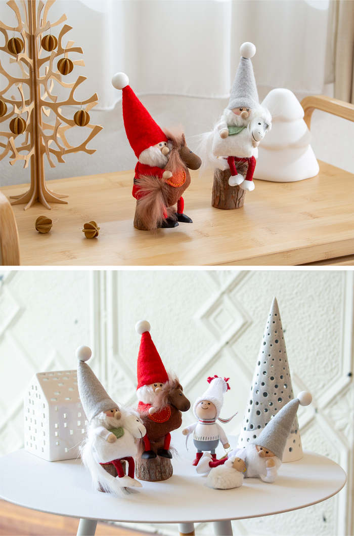 ノルディカニッセ 2025 新作 馬を抱えたサンタ ＋ 丸太台 セット 干支 2点セット NORDIKA nisse