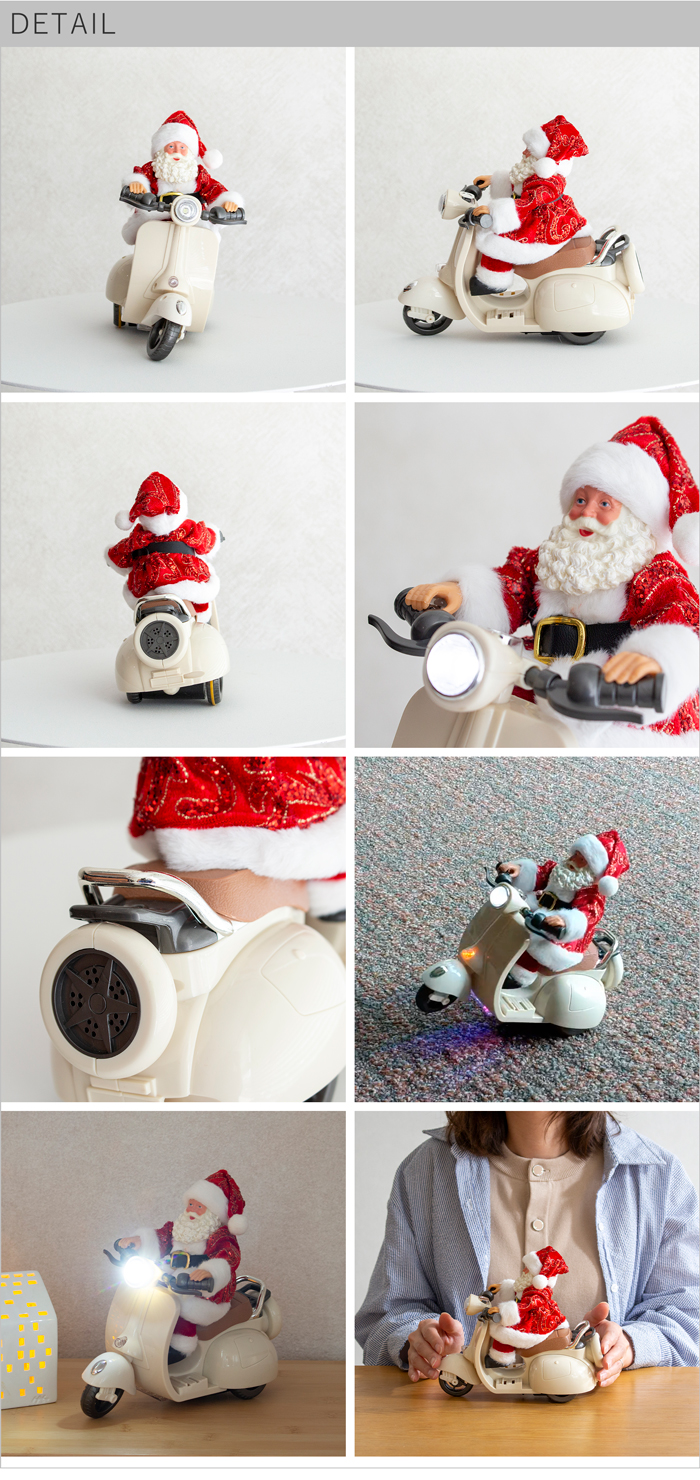 ミュージカルムービングサンタバイク LEDライト 動く メロディー クリスマス おもちゃ ウィリー LED 電池式 TB46072RD